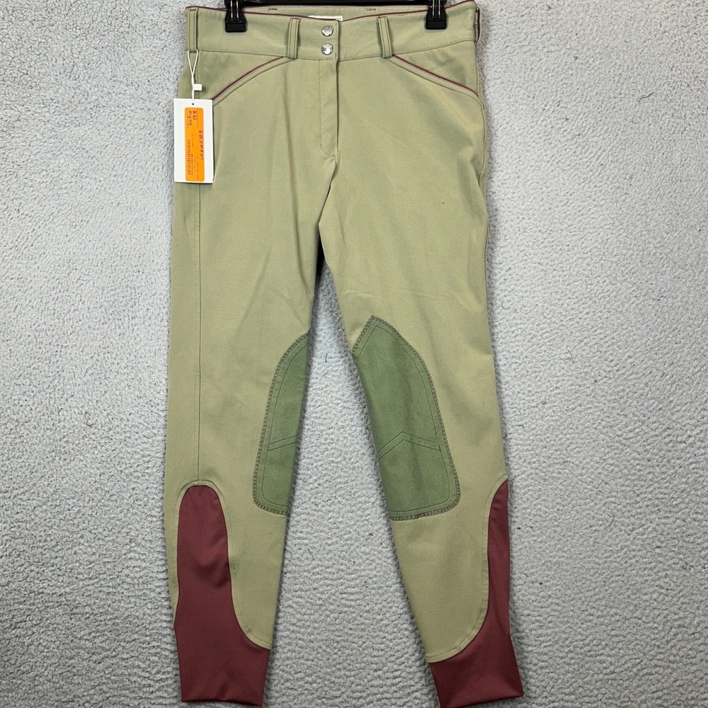 NEW Dover Saddlery Pants Mens 28 DS Wellesley KP Breech Green Tan Equestrian